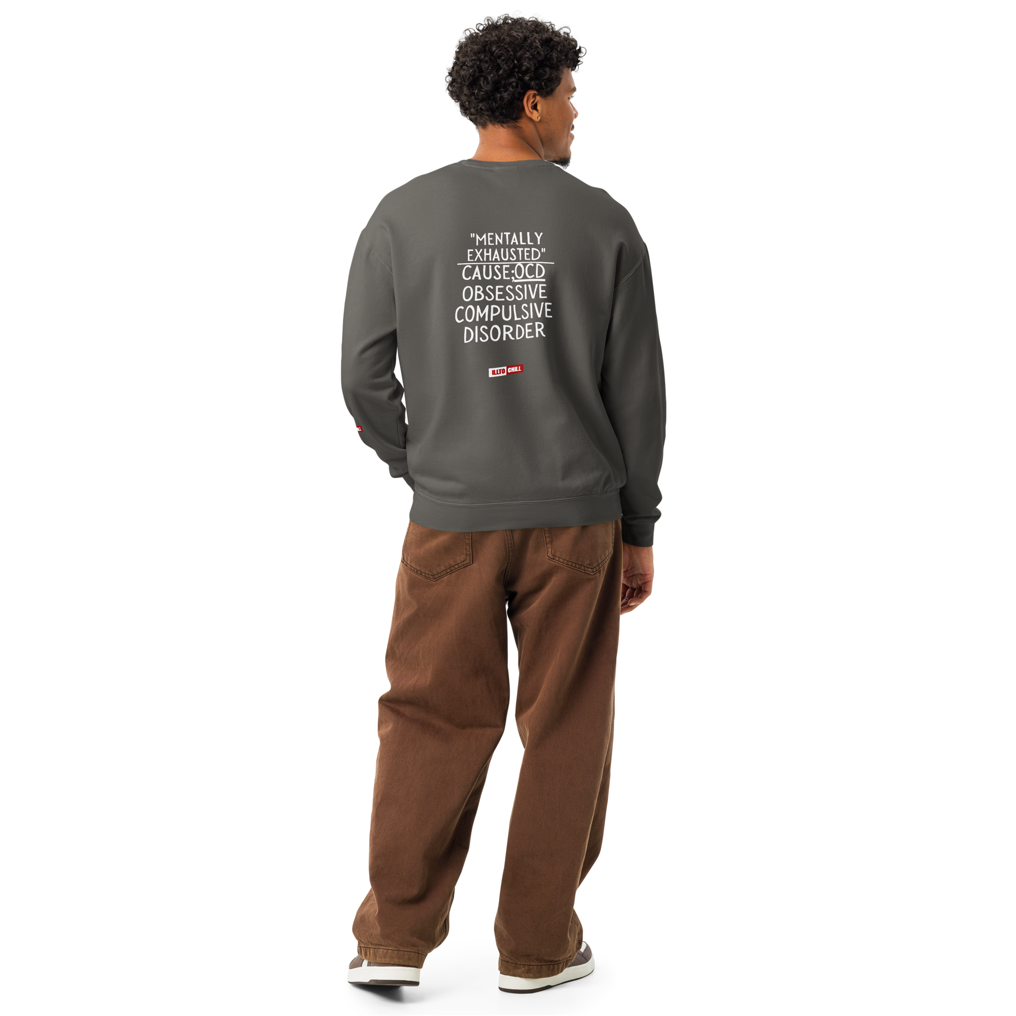 OCD Not Broken: Unisex Garment Dyed Fleece Crewneck Sweatshirt for Every Intrusive Thinker | ILLTOCHILL