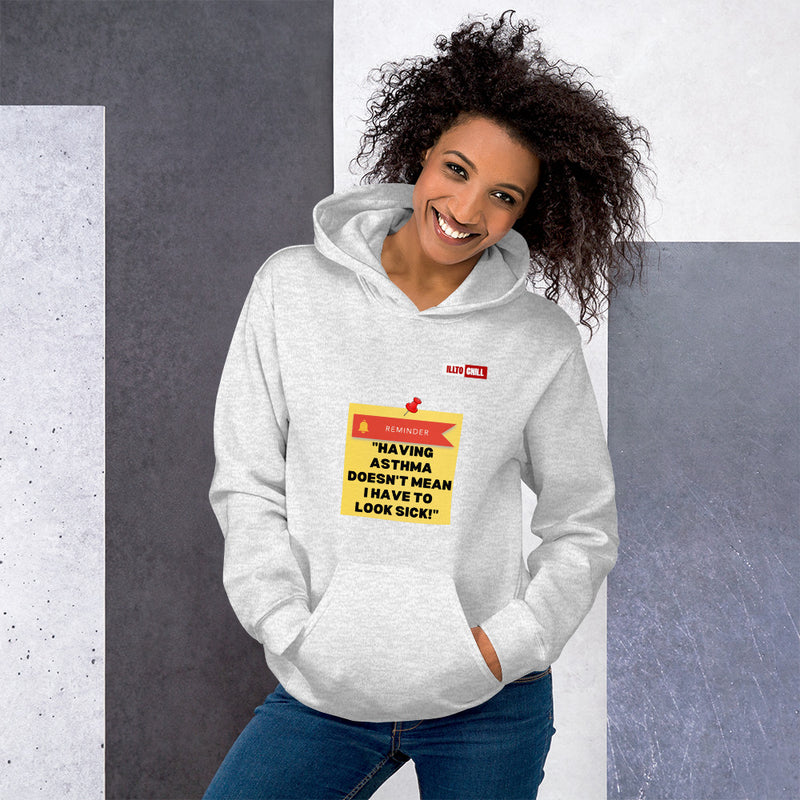 Ash Hoodie Front 4 - ILLTOCHILL Asthma Reminder quote, Asthma awareness Gift Unisex Hoodie