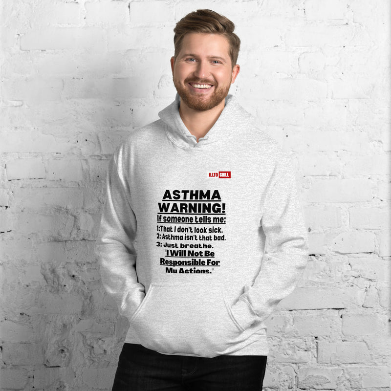 Ash Hoodie Front 3 - ILLTOCHILL 'Asthma Warning' funny asthma awareness gift Unisex Hoodie