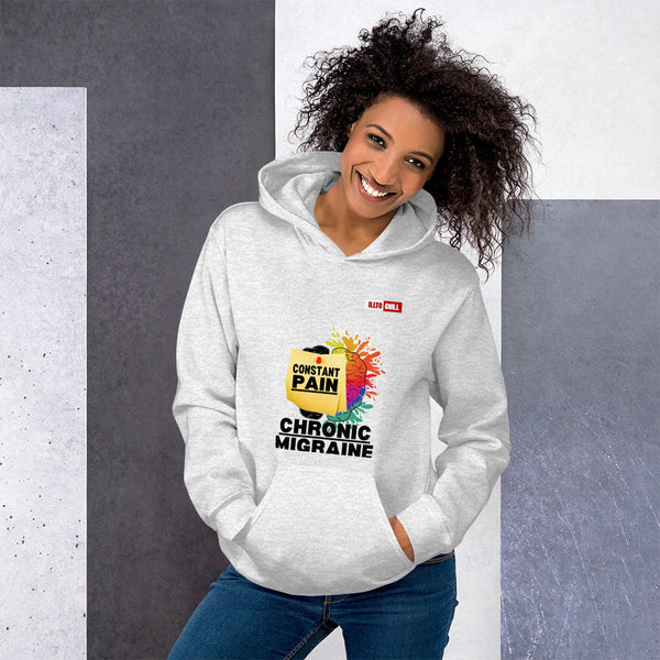 Ash Hoodie Front 4 - ILLTOCHILL Chronic Migraine 'Constant Pain' migraine support gift Unisex Hoodie.