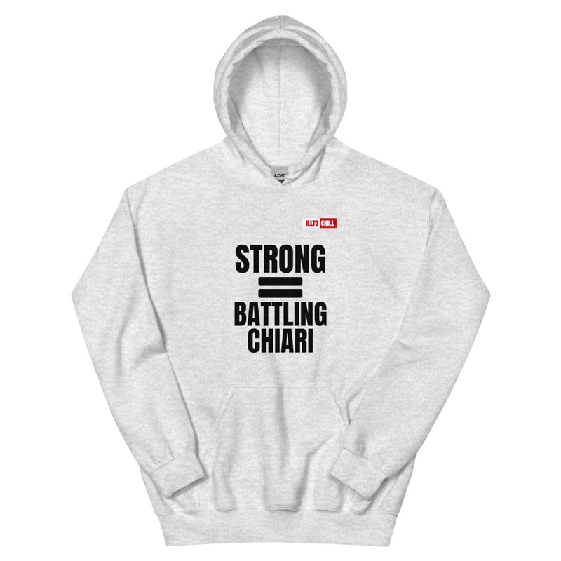 Ash Hoodie Front 1 - ILLTOCHILL Chiari Malformation Awareness 'Strong is equal to Batting CM ' Gift Unisex Hoodie.