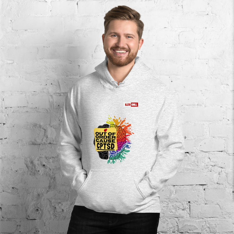 Ash Hoodie Front 3 - ILLTOCHILL CPTSD 'Out of order' Complex post traumatic stress disorder Awareness gift Unisex Hoodie.