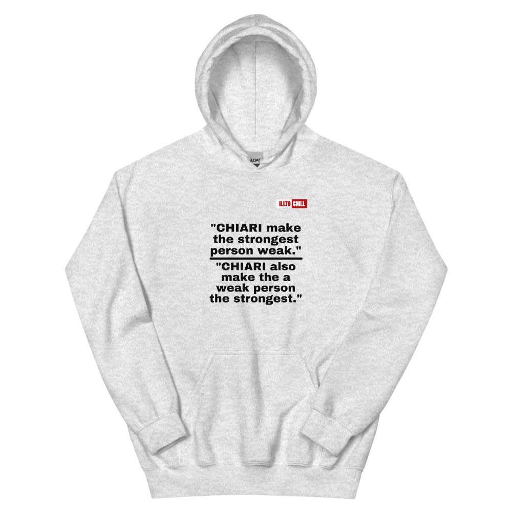 Ash Hoodie Front 1 - ILLTOCHILL CM Chiari Malformation Awareness, 'Chiari makes the weakest peron strongest' Gift Unisex Hoodie.