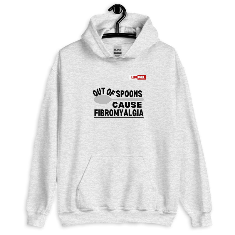 Ash Hoodie Front 2 - ILLTOCHILL Fibromyalgia awareness 'Out of Spoons' funny fibro gift Unisex Hoodie.