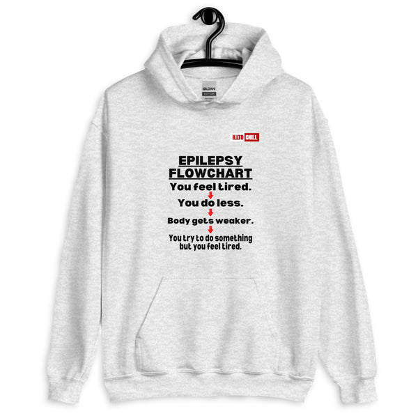 Ash Hoodie Front 2 - ILLTOCHILL Epilepsy awareness 'Flow chart' epileptic support gift Unisex Hoodie.