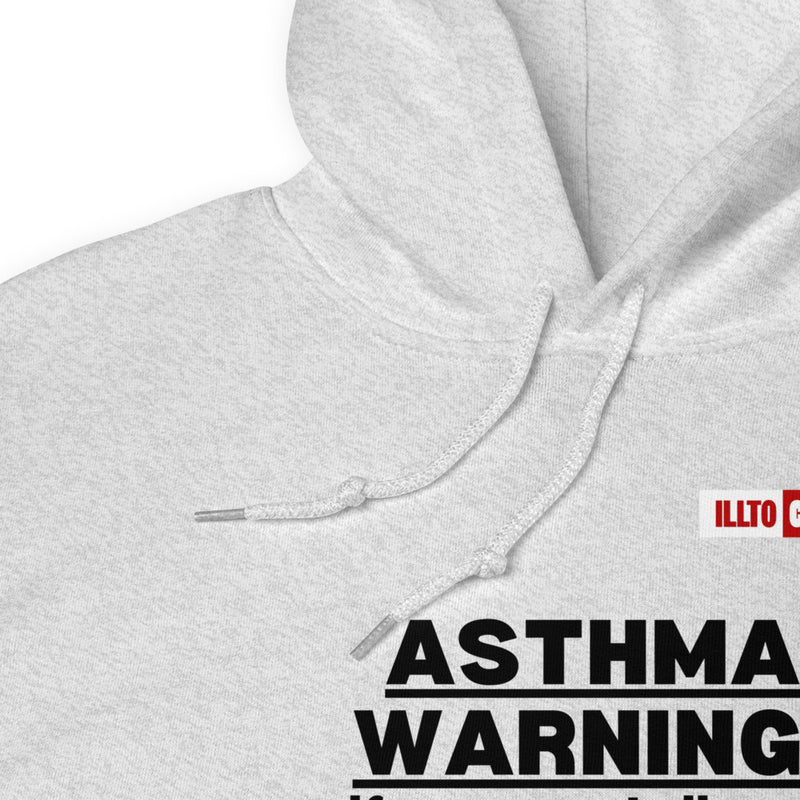 Ash Hoodie Detail 1 - ILLTOCHILL 'Asthma Warning' funny asthma awareness gift Unisex Hoodie