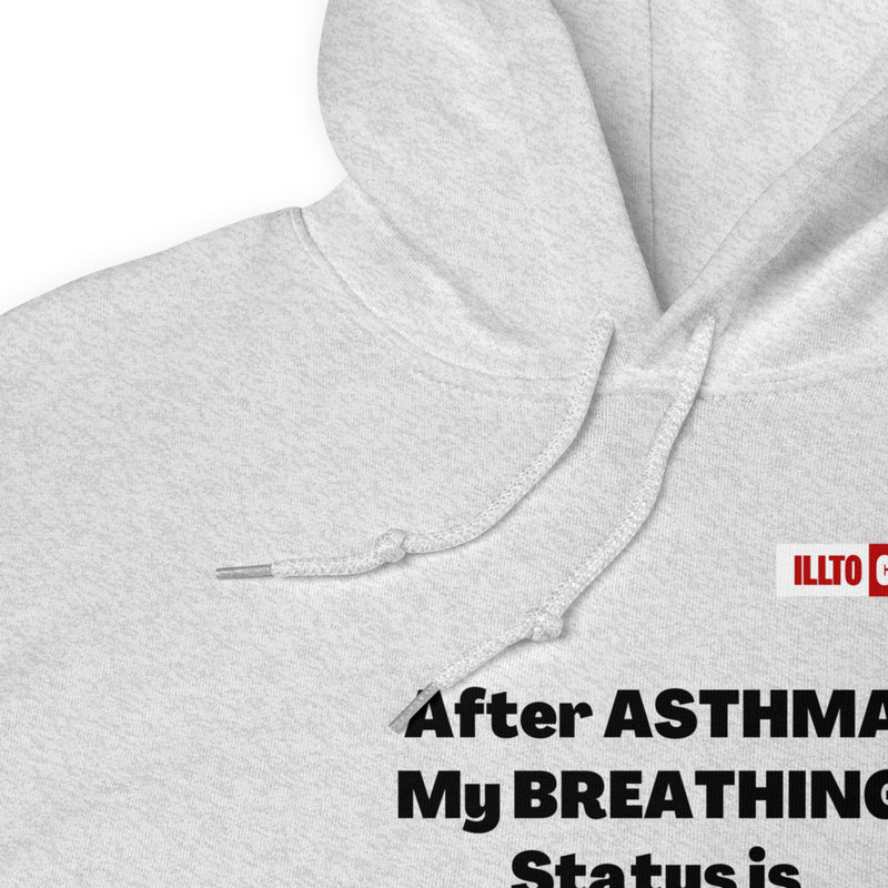 Ash Hoodie Detail 1 - ILLTOCHILL Asthma awareness 'Breathing status complicated' funny asthma gift Unisex Hoodie