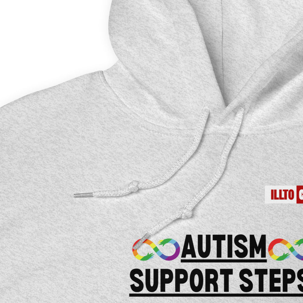 Ash Hoodie Detail 1 - ILLTOCHILL Autism awareness gift 'Autism support steps' autistic Unisex Hoodie