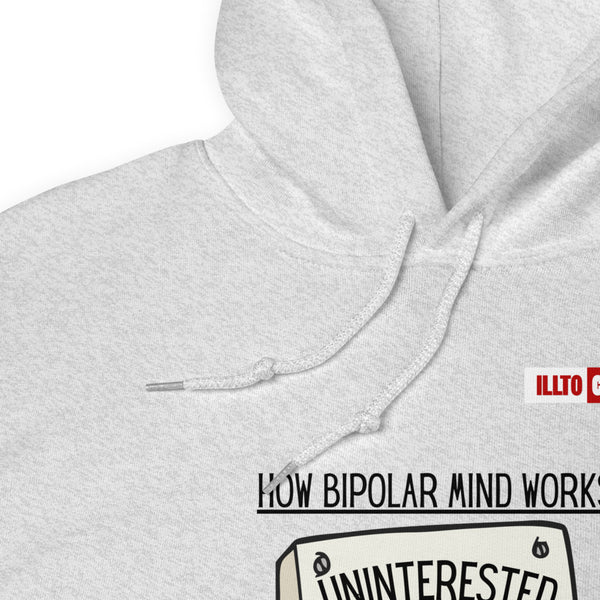 Ash Hoodie Detail 1 - ILLTOCHILL Bipolar disorder awareness 'How bipolar mind works' sarcastic gift Unisex Hoodie