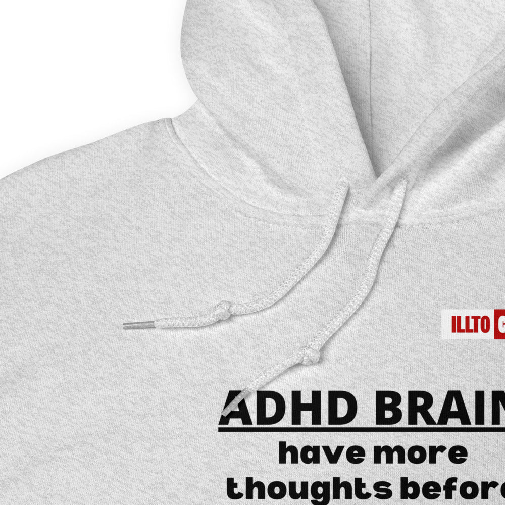 Ash Hoodie Detail 1 - ILLTOCHILL Attention deficit hyperactivity disorder awareness, 'ADHD too many thoughts' gift Unisex Hoodie