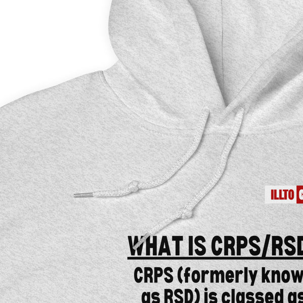 Ash Hoodie Detail 1 - ILLTOCHILL Complex regional pain syndrome awareness 'What is CRPS,RSD' gift Unisex Hoodie.