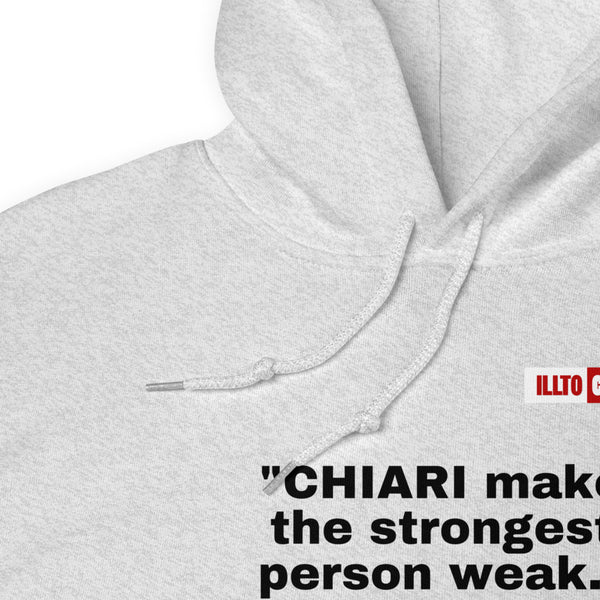 Ash Hoodie Detail 1 - ILLTOCHILL CM Chiari Malformation Awareness, 'Chiari makes the weakest peron strongest' Gift Unisex Hoodie.