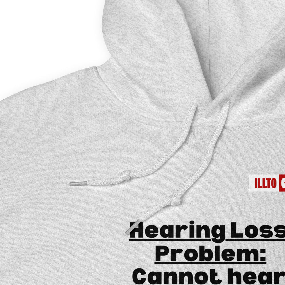 Ash Hoodie Detail 1 - ILLTOCHILL Hearing loss problems awareness hard of hearing support gift Unisex Hoodie.