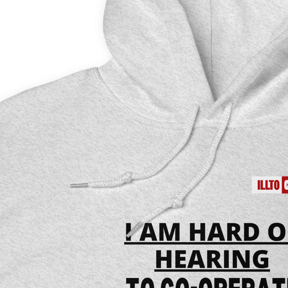 Ash Hoodie Detail 1 - ILLTOCHILL Hard of hearing 'Co-opration Steps' hearing impaired gift Unisex Hoodie.