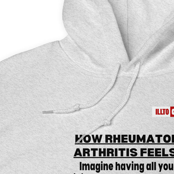 Ash Hoodie Detail 1 - ILLTOCHILL 'How Rheumatoid Arthritis Feels' RA Arthritis awareness gift Unisex Hoodie.