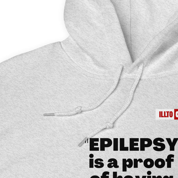 Ash Hoodie Detail 1 - ILLTOCHILL 'Epilepsy is a proof of having a brain' sarcastic epilepsy awareness gift Unisex Hoodie.