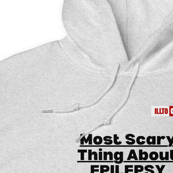 Ash Hoodie Detail 1 - ILLTOCHILL Epilepsy awareness 'Most sacred thing SUDEP' epileptic seizures gift Unisex Hoodie.