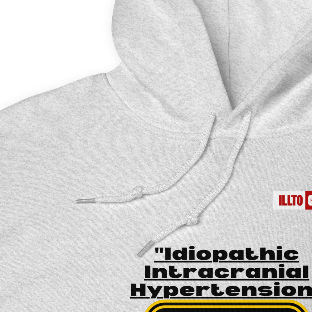 Ash Hoodie Detail 1 - ILLTOCHILL ILLTOCHILL Idiopathic intracranial hypertension awareness 'Warning sign' IIH gift Unisex Hoodie.