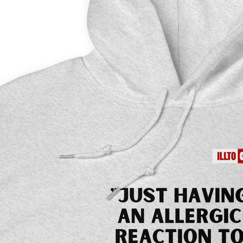 Ash Hoodie Detail 1 - ILLTOCHILL Mast Cell Activation Syndrome 'Allergic reaction to the universe' funny MCAS gift Unisex Hoodie.