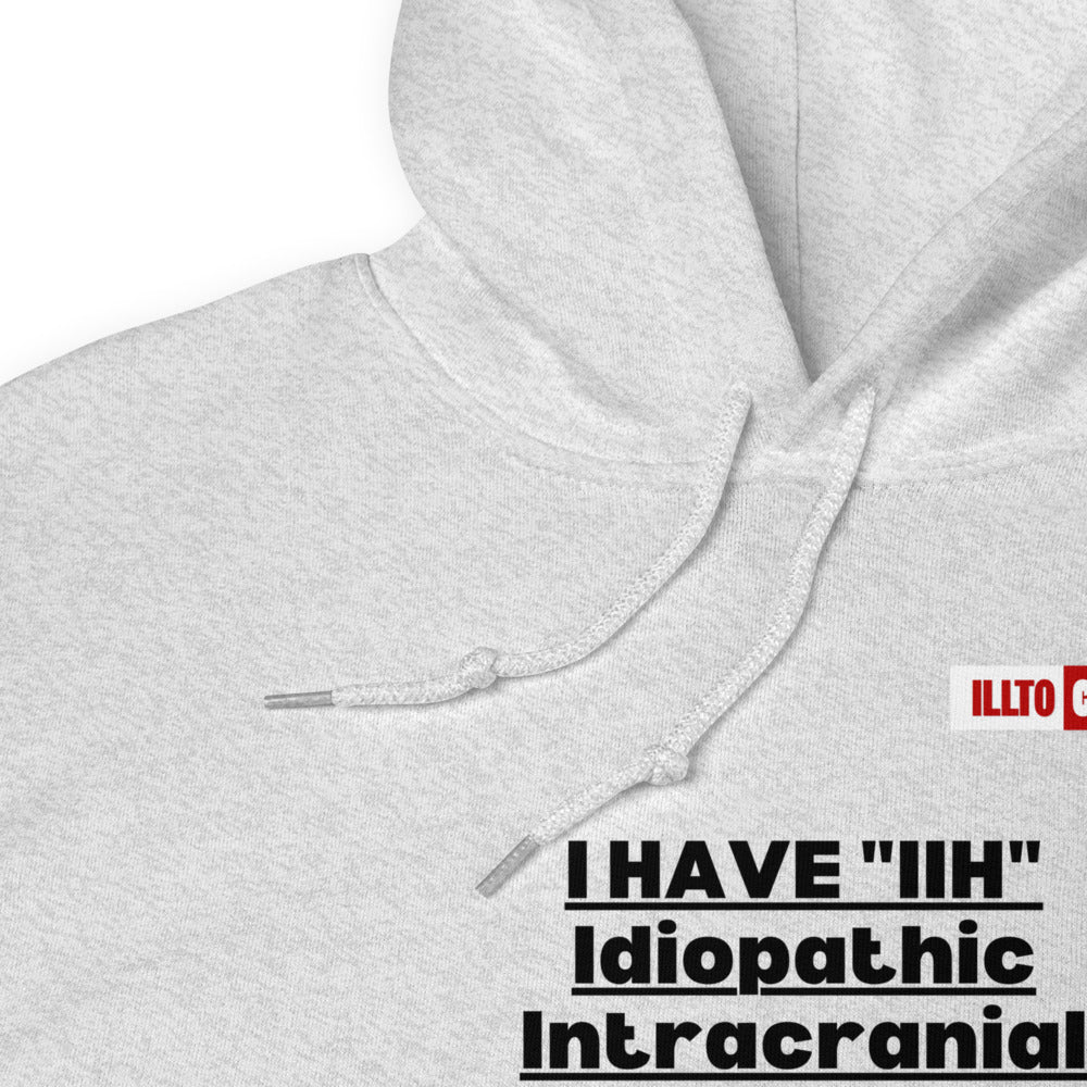 Ash Hoodie Detail 1 - ILLTOCHILL Idiopathic intracranial hypertension 'Nightmare starts when you wake up' IIH support gift Unisex Hoodie.