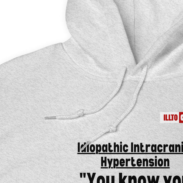 Ash Hoodie Detail 1 - ILLTOCHILL Idiopathic intracranial hypertension 'Wish just had headache' IIH awareness gift Unisex Hoodie.