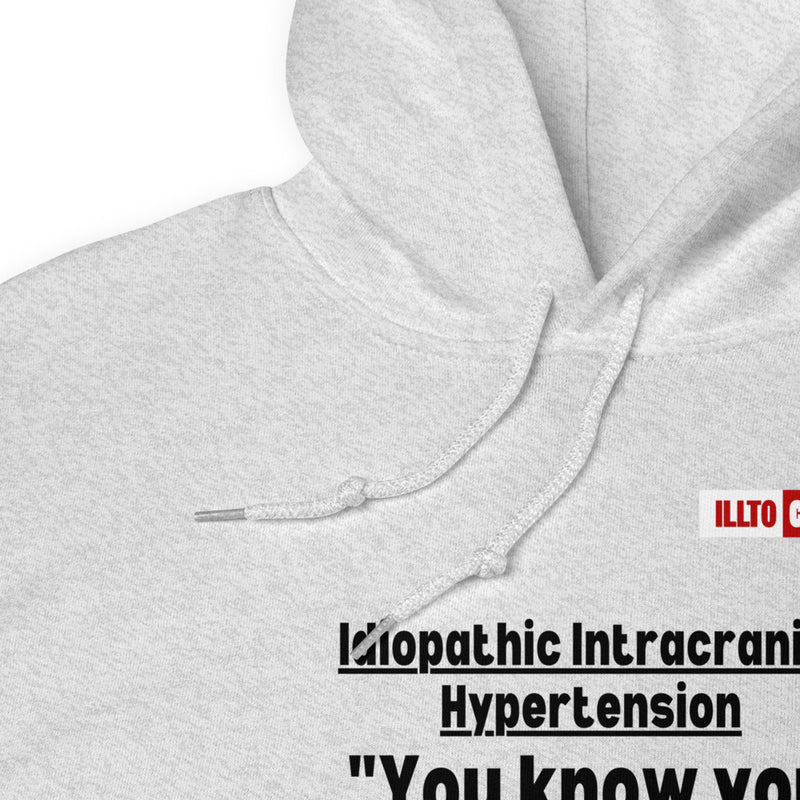 Ash Hoodie Detail 1 - ILLTOCHILL Idiopathic intracranial hypertension 'Wish just had headache' IIH awareness gift Unisex Hoodie.