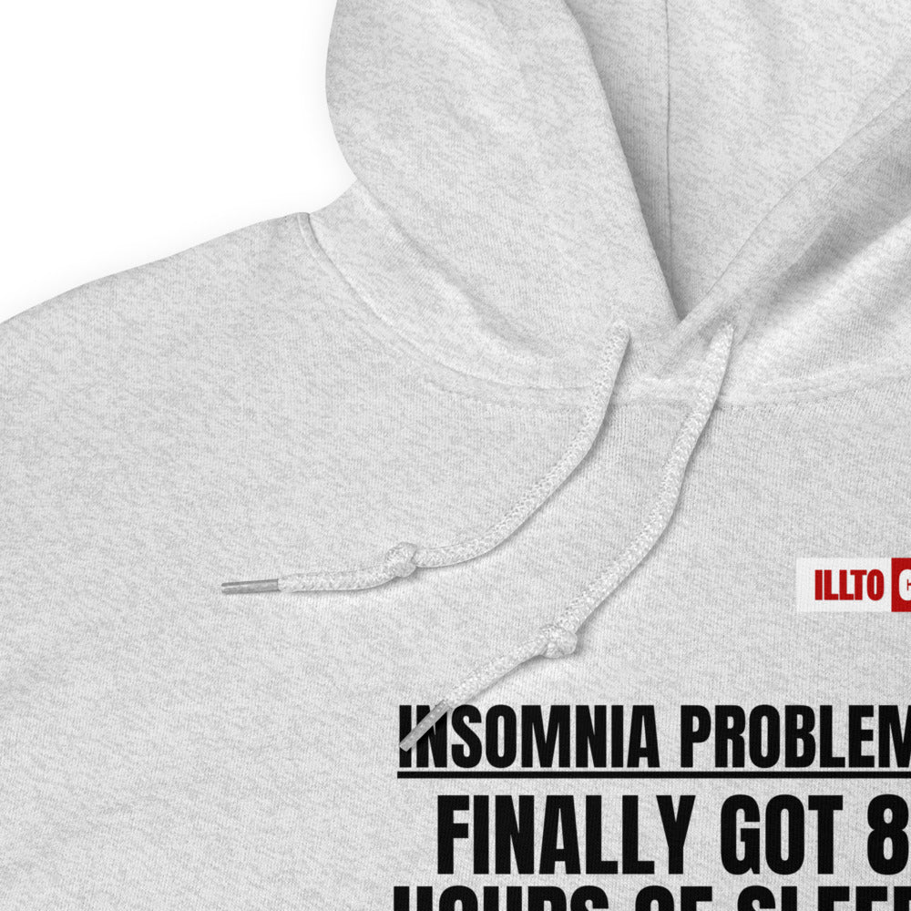 Ash Hoodie Detail 1 - ILLTOCHILL Insomnia Support '8 Hours Sleep' funny gift Unisex Hoodie.
