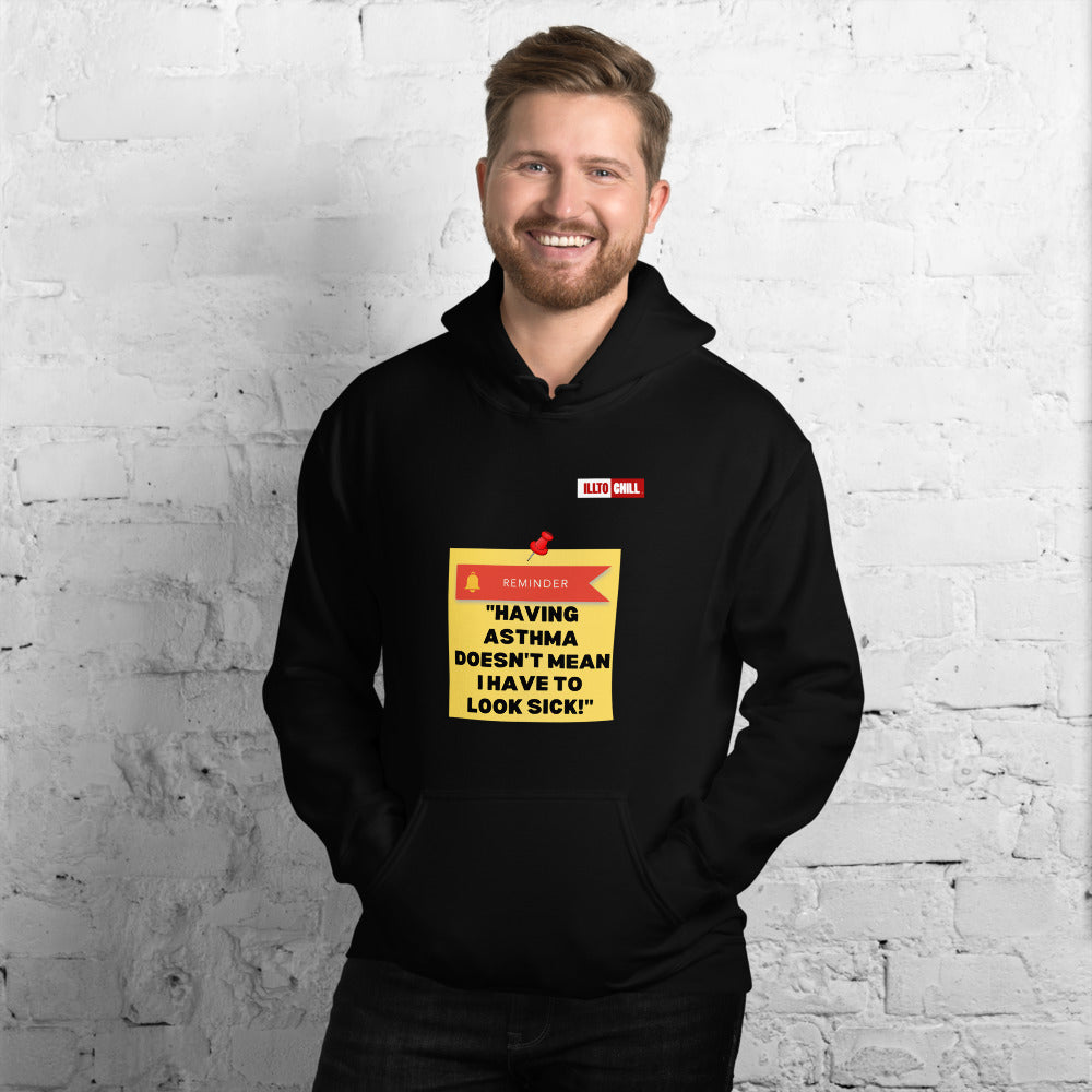 Black Hoodie Front 3 - ILLTOCHILL Asthma Reminder quote, Asthma awareness Gift Unisex Hoodie