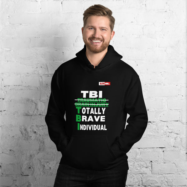 Black Hoodie Front 3 - ILLTOCHILL Brain Injury awareness 'TBI Totally Brave Individual' TBI support gift Unisex Hoodie