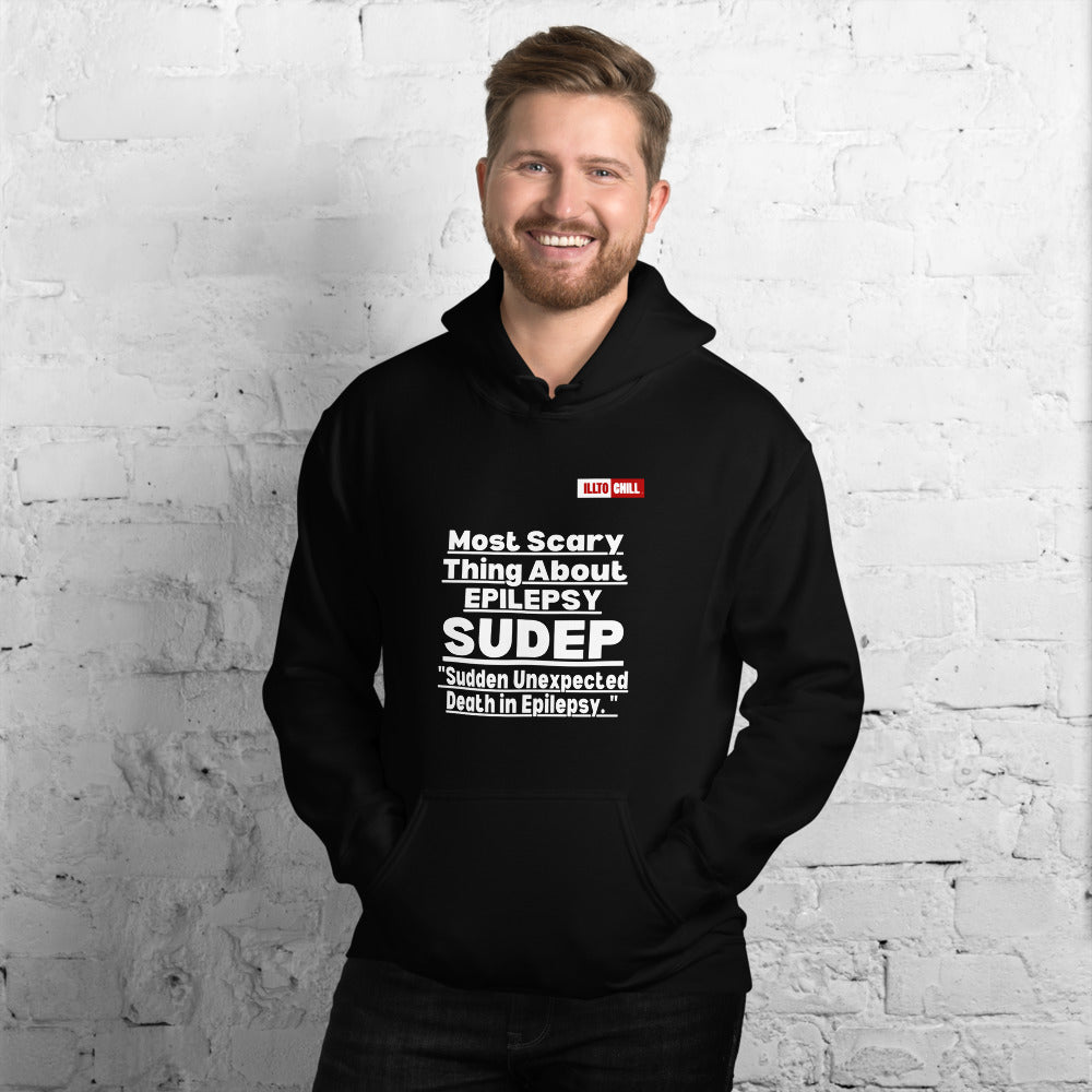 Black Hoodie Front 3 - ILLTOCHILL Epilepsy awareness 'Most sacred thing SUDEP' epileptic seizures gift Unisex Hoodie.