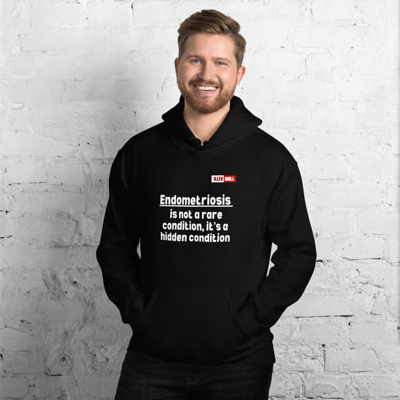 Black Hoodie Front 3 - ILLTOCHILL Endometriosis awareness educational quote endo gift Unisex Hoodie.