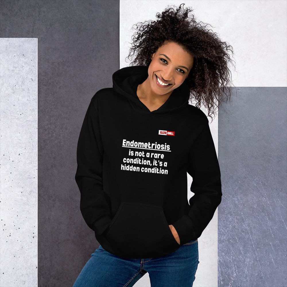 Black Hoodie Front 4 - ILLTOCHILL Endometriosis awareness educational quote endo gift Unisex Hoodie.