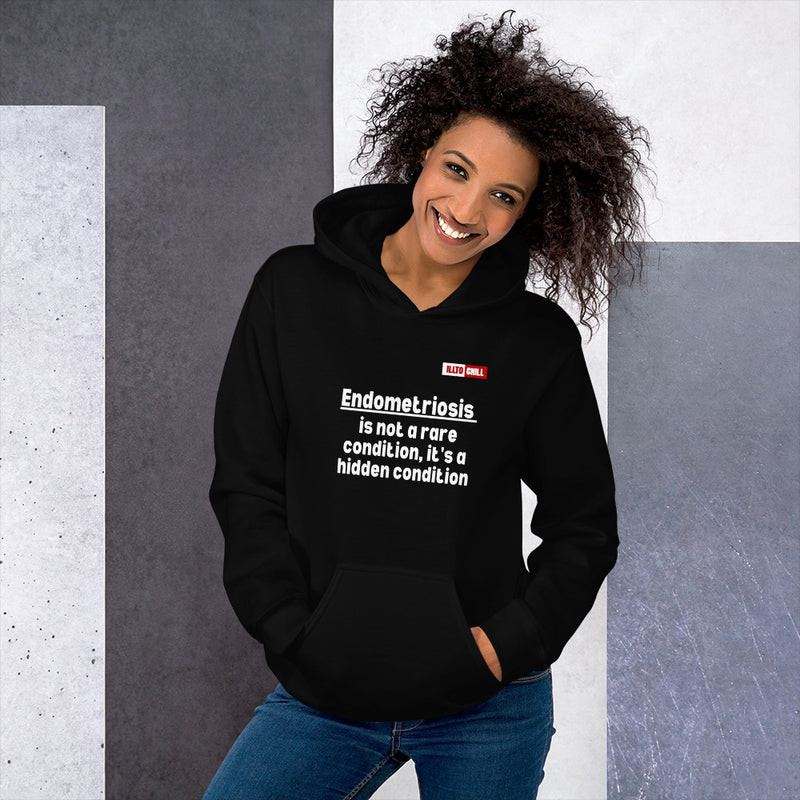 Black Hoodie Front 4 - ILLTOCHILL Endometriosis awareness educational quote endo gift Unisex Hoodie.