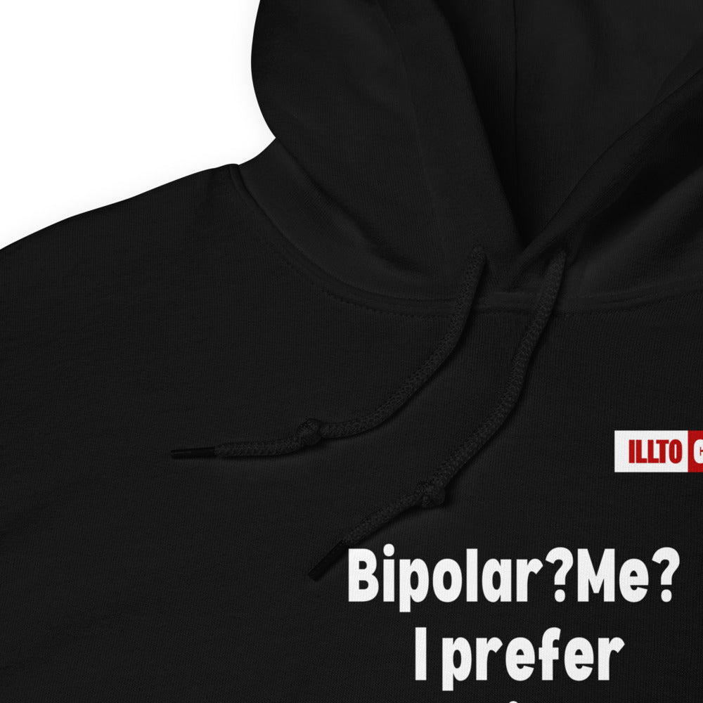 Black Hoodie Detail 1 - ILLTOCHILL Bipolar disorder awareness 'Predictably Unpredictable' Bipolar sarcastic gift Unisex Hoodie