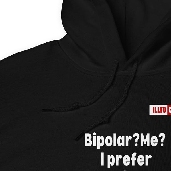 Black Hoodie Detail 1 - ILLTOCHILL Bipolar disorder awareness 'Predictably Unpredictable' Bipolar sarcastic gift Unisex Hoodie