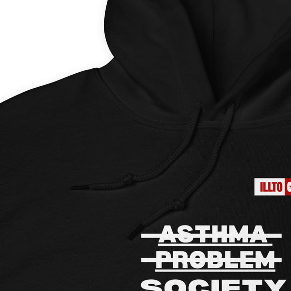 Black Hoodie Detail 1 - ILLTOCHILL Asthma awareness quote, Asthma support Gift Unisex Hoodie