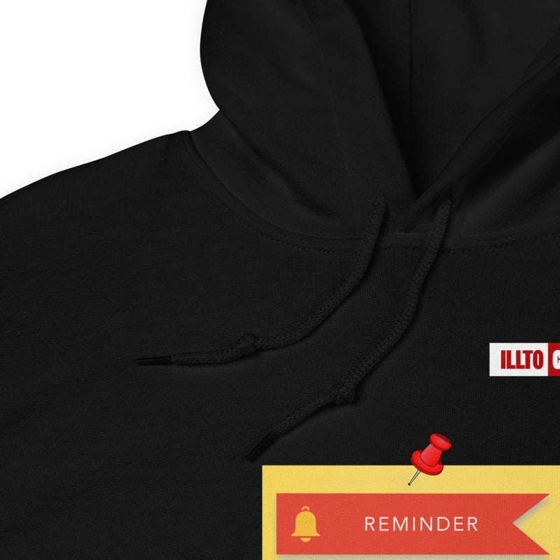 Black Hoodie Detail 1 - ILLTOCHILL Asthma Reminder quote, Asthma awareness Gift Unisex Hoodie