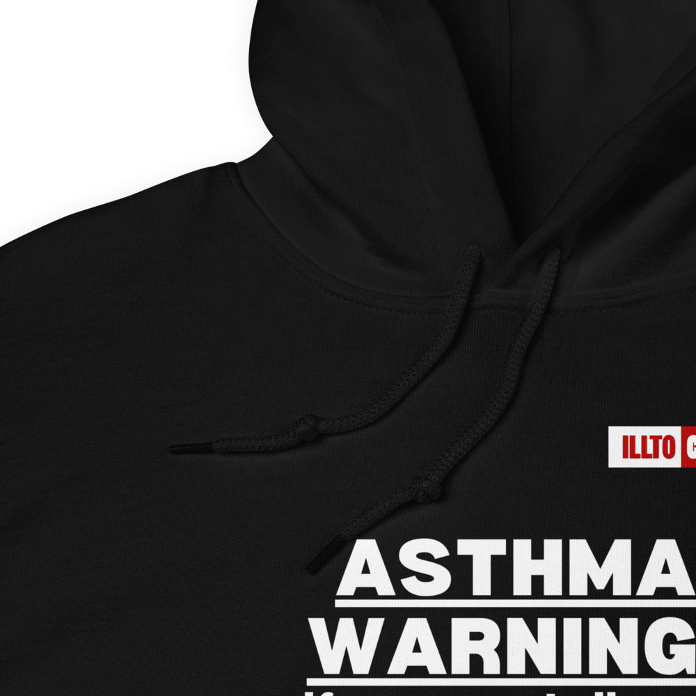 Black Hoodie Detail 1 - ILLTOCHILL 'Asthma Warning' funny asthma awareness gift Unisex Hoodie