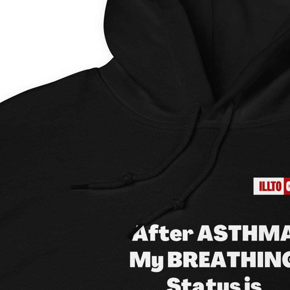 Black Hoodie Detail 1 - ILLTOCHILL Asthma awareness 'Breathing status complicated' funny asthma gift Unisex Hoodie