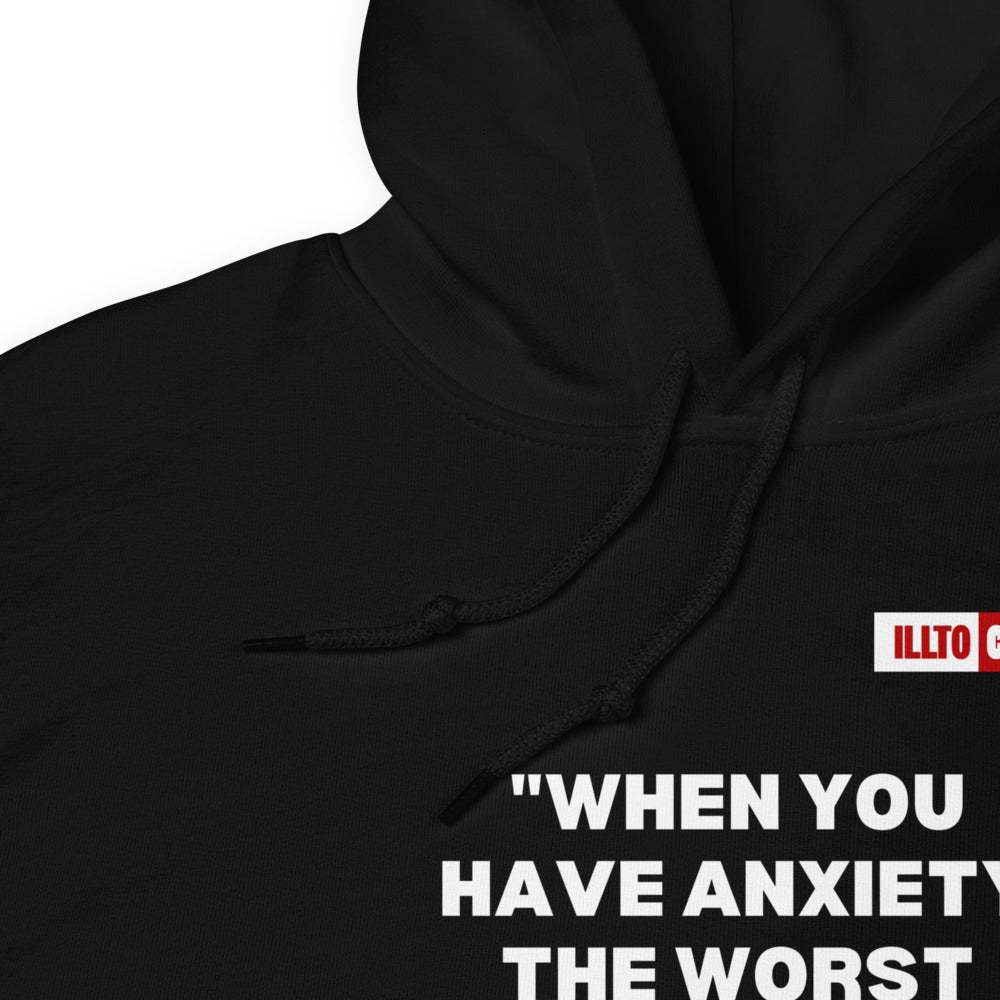 Black Hoodie Detail 1 - ILLTOCHILL Anxiety awareness and anxiety education gift Unisex Hoodie