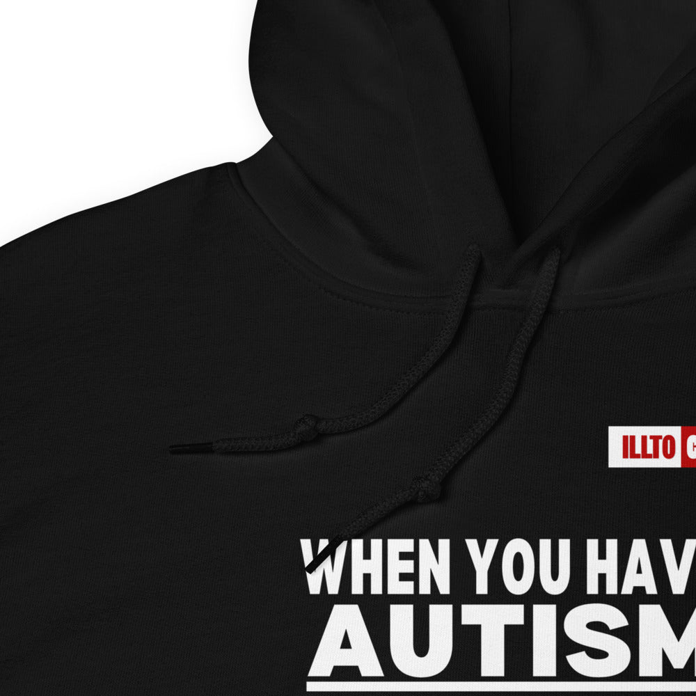 Black Hoodie Detail 1 - ILLTOCHILL Autism awareness 'Ordinary activities take extraordinary efforts' autistic support gift Unisex Hoodie