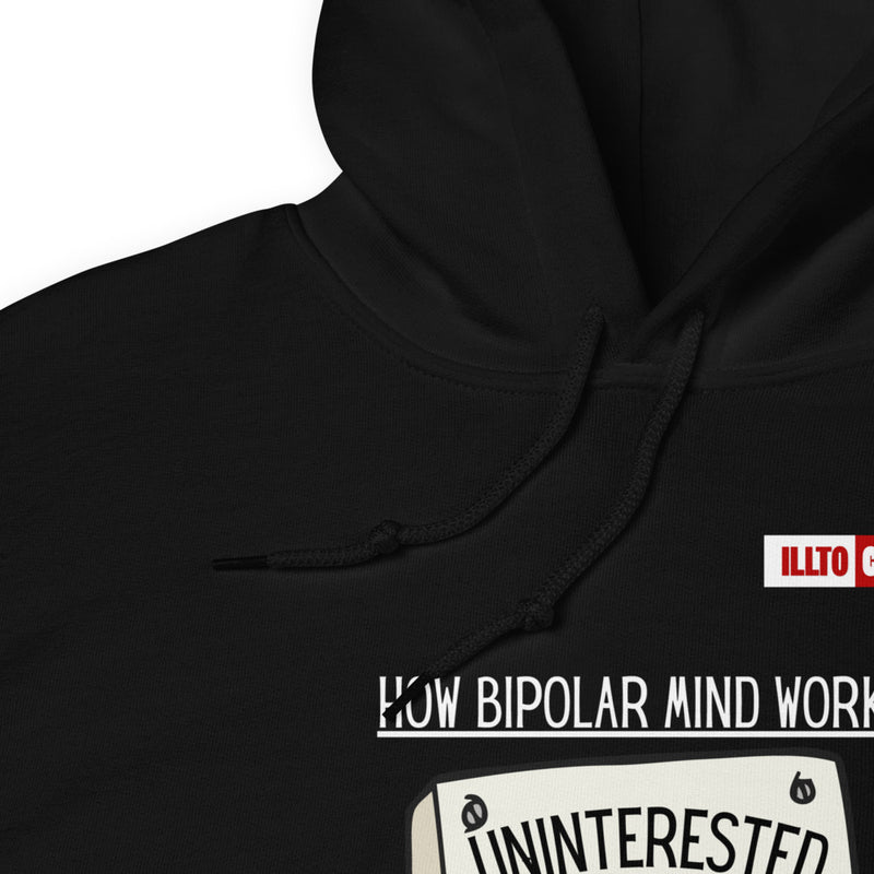 Black Hoodie Detail 1 - ILLTOCHILL Bipolar disorder awareness 'How bipolar mind works' sarcastic gift Unisex Hoodie