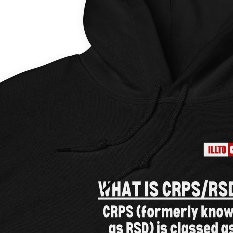 Black Hoodie Detail 1 - ILLTOCHILL Complex regional pain syndrome awareness 'What is CRPS,RSD' gift Unisex Hoodie.