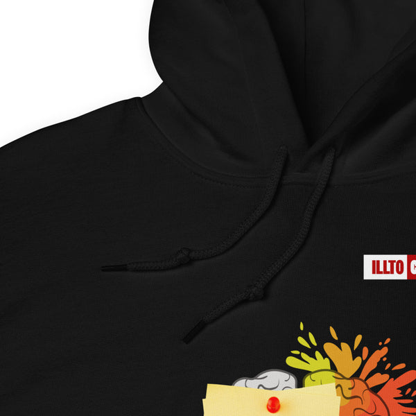 Black Hoodie Detail 1 - ILLTOCHILL Chronic Migraine 'Constant Pain' migraine support gift Unisex Hoodie.