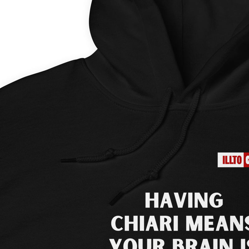 Black Hoodie Detail 1 - ILLTOCHILL CM Chiari Malformation Brain bigger than skull' Gift Unisex Hoodie.