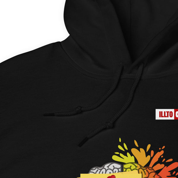 Black Hoodie Detail 1 - ILLTOCHILL CPTSD 'Out of order' Complex post traumatic stress disorder Awareness gift Unisex Hoodie.