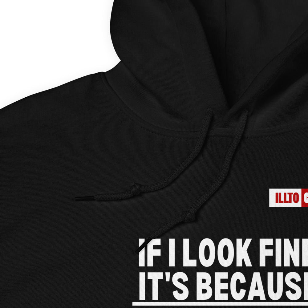 Black Hoodie Detail 1 - ILLTOCHILL Chronic Migraine awareness 'Pain is Invisible' migraine gift Unisex Hoodie.