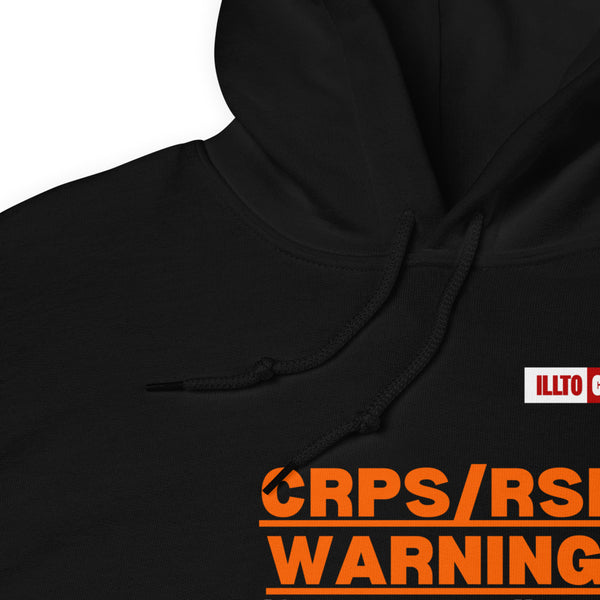 Black Hoodie Detail 1 - ILLTOCHILL 'Complex regional pain syndrome Warning' CRPSRSD awareness sarcastic gift Unisex Hoodie.