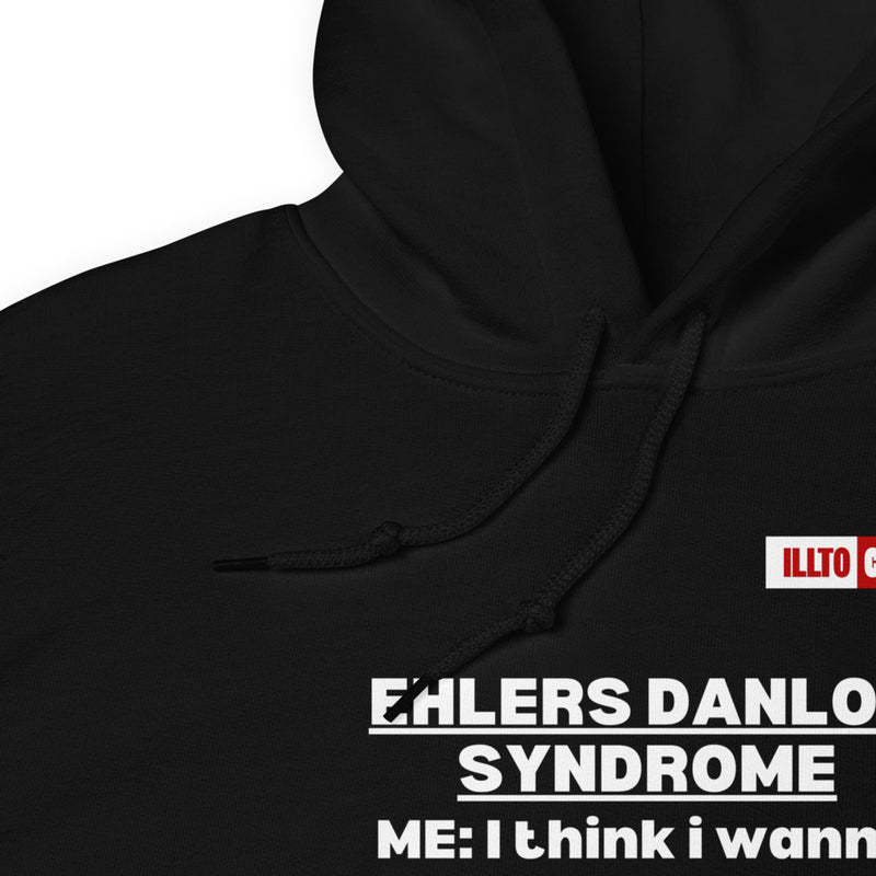 Black Hoodie Detail 1 - ILLTOCHILL Ehlers danlos syndrome awareness 'Internal Eds conversation' funny Ehlers-danlos gift Unisex Hoodie.
