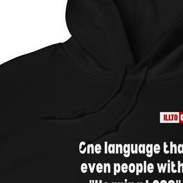 Black Hoodie Detail 1 - ILLTOCHILL Hearing loss support hearing impaired educational gift Unisex Hoodie.